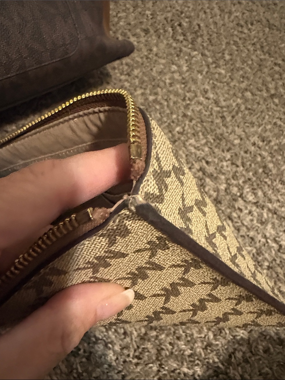 Michael Kors Brown Logo Tote with Tan Trim and Matching Wristlet - Picture 10 of 11